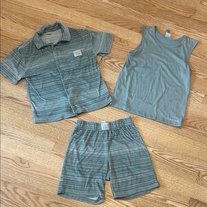 Calvin Klein Kids Green Striped 3-Piece Pajama Lounge Set Sz 7 / 8